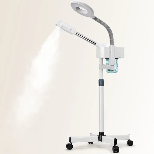 Vaporizador facial 2 en 1, vaporizadores faciales profesionales con lámpara de aumento 5X, vaporizador facial para esteticista, vaporizador facial