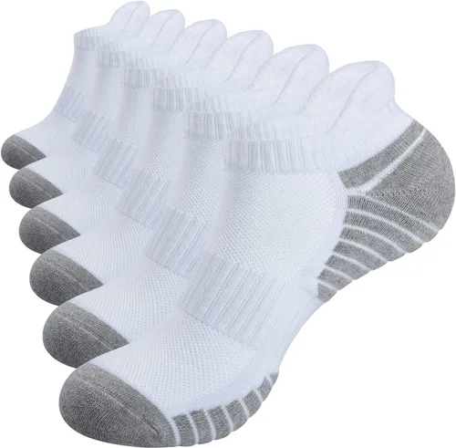 TANSTC Mens Socks,6 Pairs Anti-Blister Cushioned Breathable Cotton Athletic Ankle Running Sports Women Sock