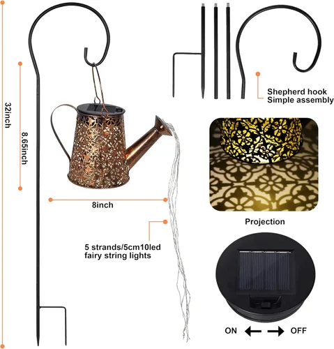 Miniatura 3 de Luces solares para regadera de jardín con luces en cascada, regalos de Navidad, regalos de jardinería de hadas para mamá, luces solares de Navidad