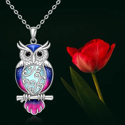 Miniatura 7 de Flamingo Necklace Halloween Skeleton Cat Necklace Turtle Axolotl Hummingbird Necklaces for Women 925 Sterling Silver Cute Animal Jewelry Christmas