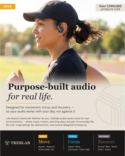 Miniatura 11 de TREBLAB X3 Pro - Auriculares inalámbricos para entrenamiento con ganchos cómodos, Bluetooth 5.3, graves potentes, aislamiento de ruido, 145 horas