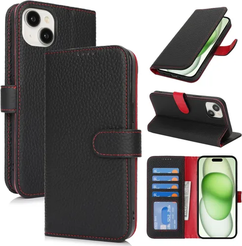 Miniatura 141 de Zouzt Funda para iPhone 11 de 6.1 pulgadas de piel auténtica con 4 ranuras para tarjetas, tarjetero con bloqueo RFID, tapa magnética, función atril