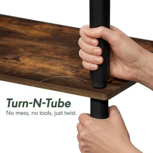 Miniatura 4 de Furinno Turn-N-Tube - Escritorio esquinero para juegos con estantes de almacenamiento, escritorio de computadora de montaje sin herramientas