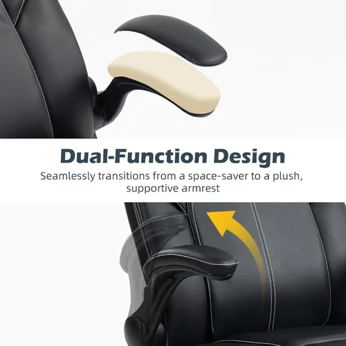 Miniatura 7 de Silla de oficina – Silla ejecutiva de cuero de escritorio de oficina con respaldo alto con función de balanceo – Ergonómica, transpirable, cómoda