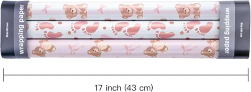 Miniatura 3 de WRAPAHOLIC - Papel de regalo para baby shower con diseño de oso - Rollo mini - 3 rollos - 17 pulgadas x 120 pulgadas - Papel de regalo con lazo