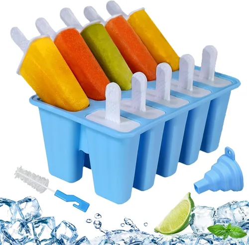Moldes de silicona para paletas de 10 cavidades, molde de paletas de hielo para niños, adultos y adolescentes, moldes de helado sin BPA para