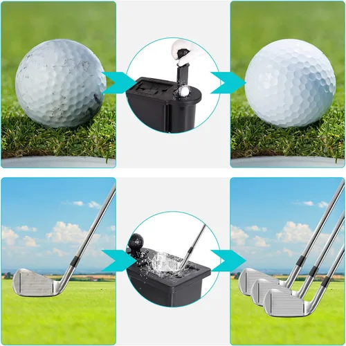 Miniatura 3 de 10L0L Limpiador de cabeza de palo de golf y pelota de golf 2 en 1 con soporte universal extraíble, se adapta a los modelos EZGO TXT RXV y Club Car