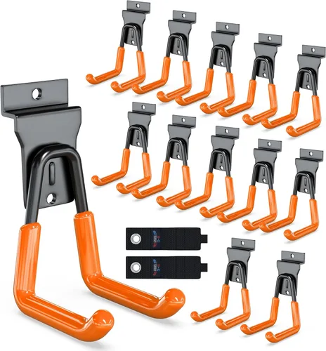 Miniatura 23 de 3-H, accesorios para pared de listones de 18 piezas, ganchos y perchas de pared de listones de múltiples tamaños, pared de listones resistente