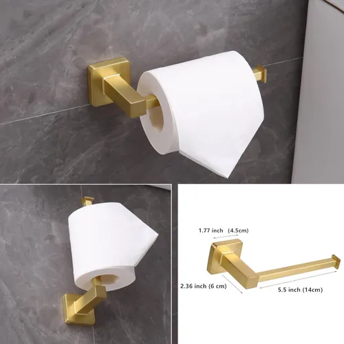 Miniatura 3 de Juego de 5 piezas de accesorios de baño de oro cepillado, juego de barra de toalla de mano de acero inoxidable de 60 cm dorado, soporte de papel