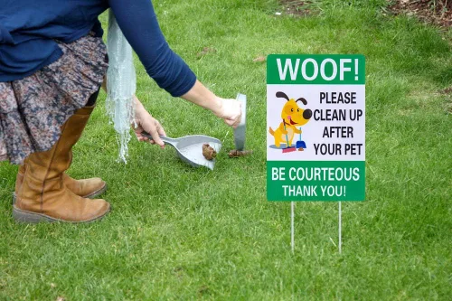 Miniatura 2 de WaaHome Letrero de perro con estacas de metal con estacas de metal «Please Pick Up After Your Dog» de 8 x 12 pulgadas, letrero de «Please Pick Up