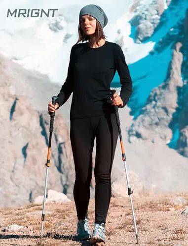 Miniatura 5 de MRIGNT Paquete de 2 camisetas térmicas de capa base para mujer, camiseta cómoda para mujer
