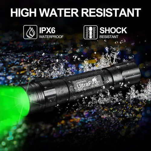 Miniatura 5 de ULTRAFIRE Linterna de luz verde, luz verde de caza LED zoomable, 520-530nm luz verde para caza, linterna verde táctica para coyote y caza nocturna