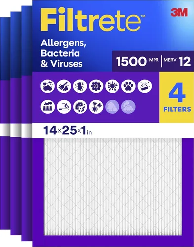 Filtrete 12x12x1, filtro para caldera, aire acondicionado, MPR 1500, vida saludable, ultra alérgeno, paquete de 2 unidades, 2004-4PK