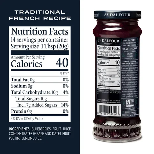 Miniatura 2 de St. Dalfour Untable de frutas de arándanos, 10 onzas, 100% de frutas, sin ingredientes artificiales, sin OMG, sin azúcar de caña, todo natural