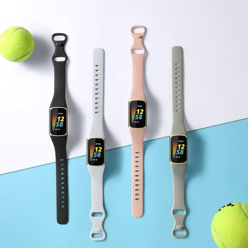 Miniatura 3 de GEAK Paquete de 4 correas delgadas compatibles con correas Fitbit Charge 5/6 para mujeres y hombres, pulseras de repuesto deportivas de silicona