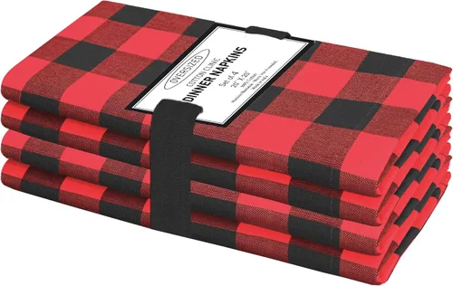 Miniatura 21 de Cotton Clinic Servilletas de tela 100% algodón, grandes, 20 x 20 pulgadas, juego de 4 servilletas de mesa a cuadros a cuadros – Servilletas de mesa