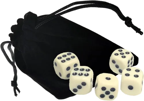 Miniatura 2 de Cyber-Deals - Taza compacta de cuero genuino para dados + dados con bolsa de almacenamiento de terciopelo negro