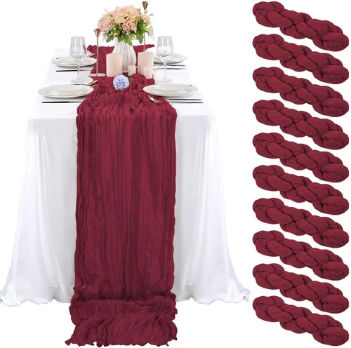 Miniatura 32 de 10 piezas de camino de mesa de estopilla en azul bebé 10 pies, camino de mesa de gasa para recepción de boda, despedida de soltera, fiesta