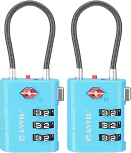 Miniatura 29 de ANVIL Candados para Equipaje Aprobados por TSA – Candados de Viaje de Combinación TSA008 de Alta Seguridad con Indicador de Inspección para Maletas