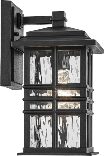 Miniatura 3 de Kichler Beacon 49829BKT - Lámpara de pared cuadrada de 12 pulgadas para exteriores con cristal martillado transparente en negro texturizado