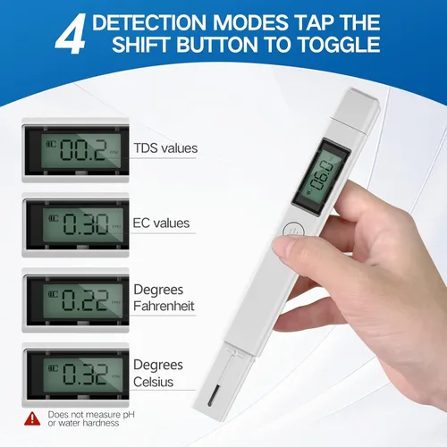 Miniatura 2 de Probador de calidad de agua digital 4 en 1, medidor de TDS EC y temperatura (°C,°F) preciso y confiable, medidor de TDS para agua potable, probador