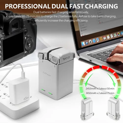Miniatura 2 de AMAZEAR Cargador de batería para accesorios DJI Mini 5 Pro/Mini 4 3, DJI Mini5Pro Mini4/3 Series Hub de carga bidireccional con adaptador
