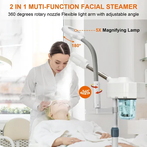 Miniatura 5 de Vaporizador facial 2 en 1, vaporizadores faciales profesionales con lámpara de aumento 5X, vaporizador facial para esteticista, vaporizador facial