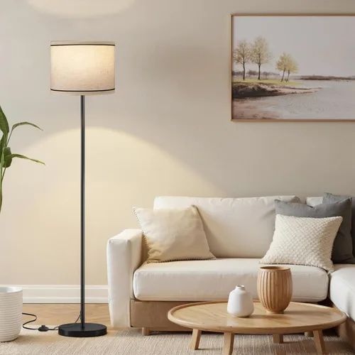 Miniatura 15 de Ambimall - Lámpara de pie moderna con control remoto, lámparas altas para sala de estar, habitación, oficina y comedor, pantalla beige con poste
