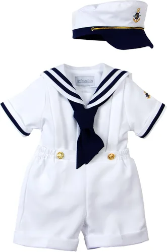 Miniatura 10 de Conjunto de traje de marinero náutico con sombrero, para niños pequeños