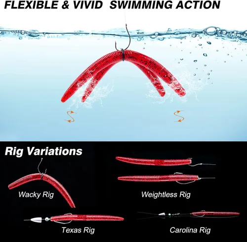 Miniatura 4 de Goture Wacky - Kit de señuelo de pesca con plástico suave, herramientas de aparejo loco, juntas tóricas, ganchos de gusano y lanzamiento, cuentas