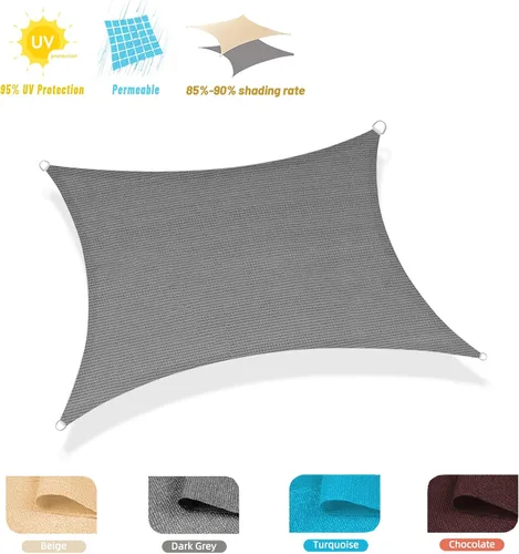 Miniatura 6 de COOLBOYS - Toldo parasol de 10 x 20 pies, color gris oscuro, rectangular, protección UV, para exteriores, toldo para patio, césped, jardín, cochera