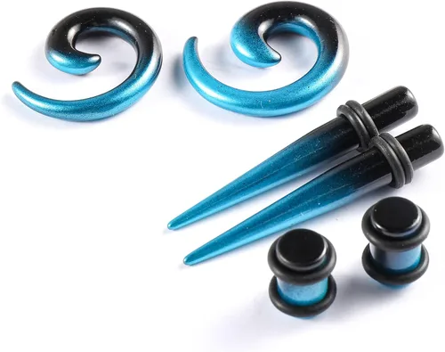 Miniatura 5 de Memsion Kit de estiramiento de orejas, 54 piezas, 14 calibres 00, kit de piercings