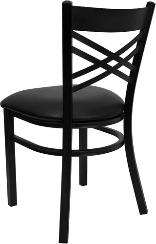 Miniatura 5 de Flash Furniture Serie Hércules Silla de metal para restaurante con respaldo "X", silla moderna tapizada sin apoyabrazos para restaurantes y cocinas