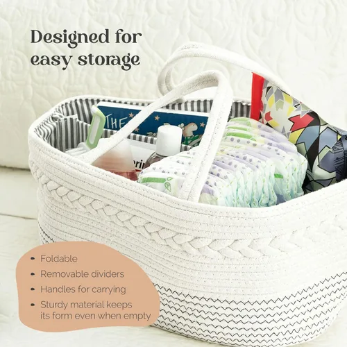 Miniatura 9 de Organizador de pañales de bebé pequeño de lujo – Cubo de almacenamiento para niños y niñas – Bolsa grande y organizador de vehículo con inserciones