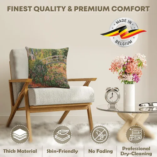 Miniatura 3 de Charlotte Home Furnishings Inc Monet's Japanese Bridge - Funda de almohada de 18 x 18 pulgadas, funda de cojín decorativa para sofá, sofá y cama