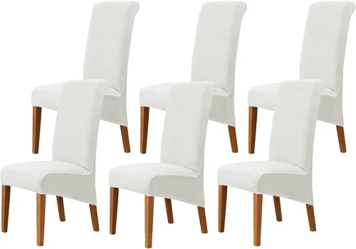 Miniatura 51 de Juego de 2 fundas de terciopelo para sillas de comedor, color beige, fundas elásticas para sillas de comedor y cocina, reutilizables, protector