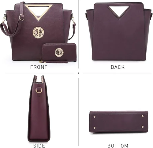 Miniatura 4 de Dasein Bolso de mano de moda para mujer con asa triangular, bolso de trabajo con cartera a juego