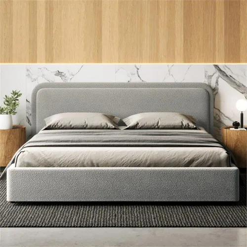 Miniatura 14 de Chloe - Cama de plataforma tapizada No requiere somier (borde negro, marco de cama queen)