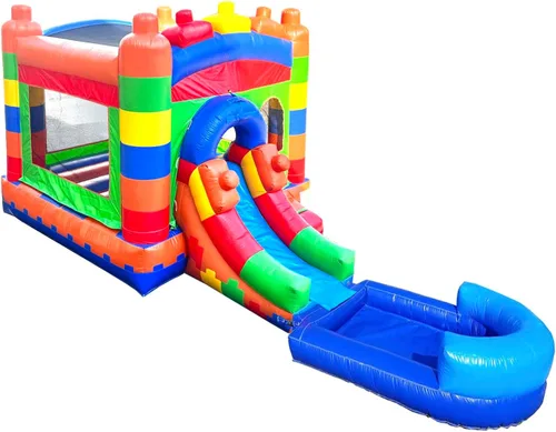 Miniatura 2 de Crossover - Casa inflable de rebote con tobogán para niños, 26.5 x 12 x 14.5 pies, bloque de construcción combinado de tobogán acuático, incluye