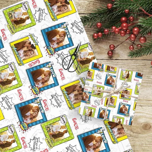 Miniatura 6 de Papel de regalo personalizado, divertido papel de regalo para cara, foto, nombre, Día del Padre, rollo de regalo para papá, hombres, mujeres, niños