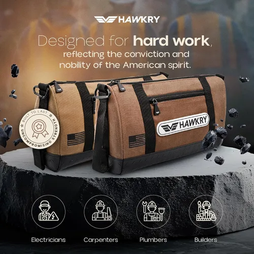 Miniatura 8 de HAWKRY Juego de 2 bolsas de herramientas de lona resistente, bolsa de lona impermeable con cremallera, bolsa de herramientas de jardín, bolsas