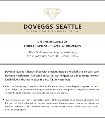 Miniatura 6 de DovEggs Anillo de compromiso con halo de moissanita y halo de moissanita de color H-I de plata de ley de 1 ct de 0.197 x 0.276in para mujer, Para