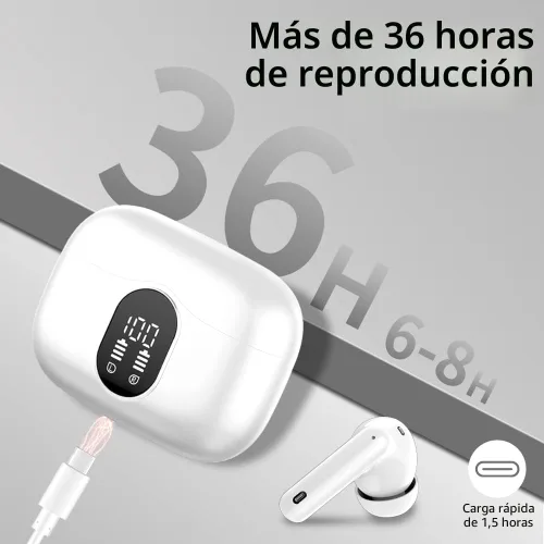 Miniatura 7 de Btootos Auriculares Inalámbricos Bluetooth 5.4 Audífonos Estéreo con Graves Auriculares Intrauditivos con Micrófono con Cancelación de Ruido Blanco