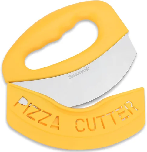 Miniatura 8 de Suanyok Cortador de pizza premium con rueda y picador de alimentos - Cuchillo de pizza multifunción con cuchilla superafilada de acero inoxidable