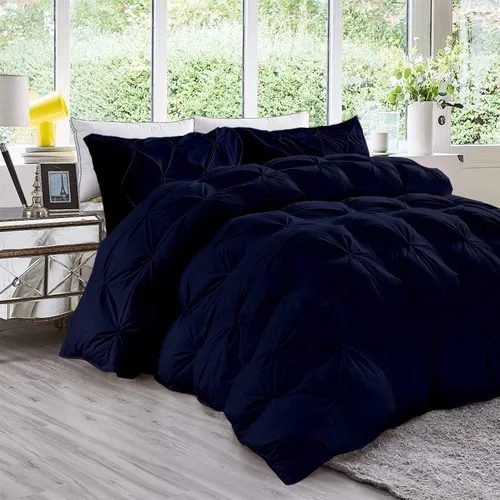 Miniatura 9 de Juego de edredón plisado de 3 piezas de 21.16 oz/m² para todas las estaciones (edredón + 2 fundas de almohada), relleno de edredón de algodón