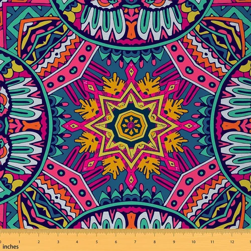 Miniatura 24 de Tela con patrón Paisley de The Yard, tela de tapicería floral étnica boho para sillas y sofás, costura, tela impermeable de arte mandala abstracto