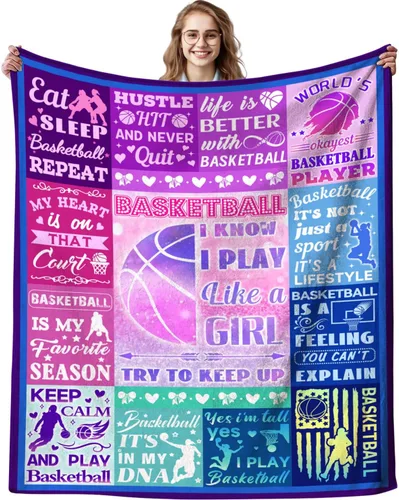 Manta de baloncesto, regalos para niñas y mujeres, mantas de franela de baloncesto, accesorios de baloncesto, regalos para equipos de baloncesto,