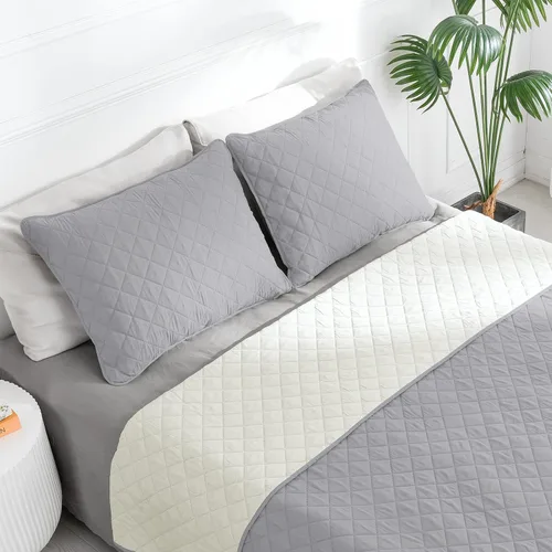 Miniatura 2 de Easy-Going - Juego de colcha reversible tamaño king con 1 colcha y 2 fundas de almohada, colcha de cama suave, edredón de microfibra liviano Gris