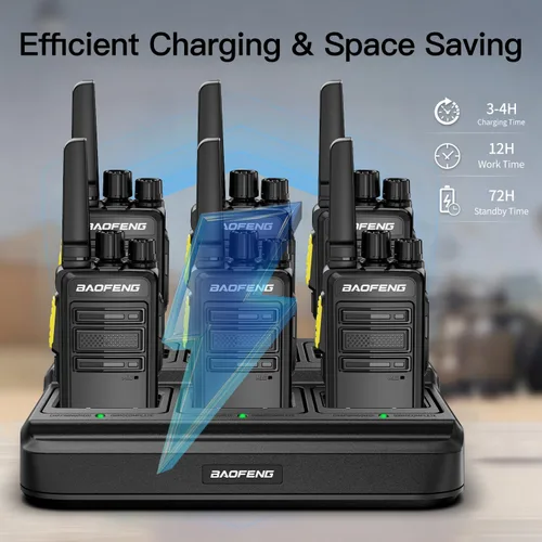 Miniatura 2 de BAOFENG BD-V12B - Paquete de 6 walkie talkies de largo alcance para adultos, radios recargables de dos vías Walkie Talkies con auricular, cargador