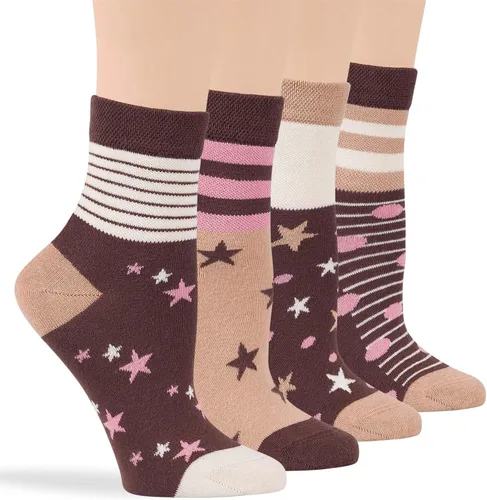 Miniatura 13 de 7BIGSTARS KINGDOM Women's Cotton Quarter Non-Binding Diabetic Fashion Socks-L-M-4 Pack-Multicolor